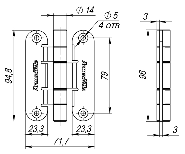 Петля универсальная OPTIMUM Mini AB Бронза