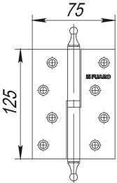 Петля съемная 410/BL-5 125x75x2,5 PB left (латунь) левая БЛИСТЕР