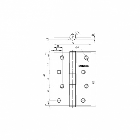 Петля универсальная 0B 100*70*2.5 SB (мат.зол)