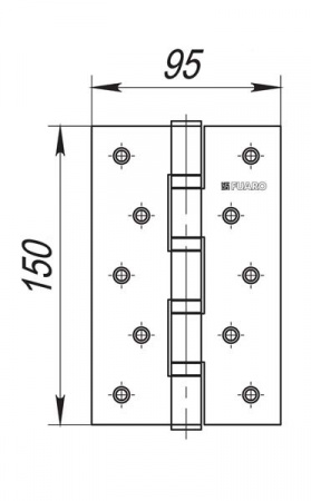 Петля универсальная 4BB 150x95x3 WAB (мат. бронза)