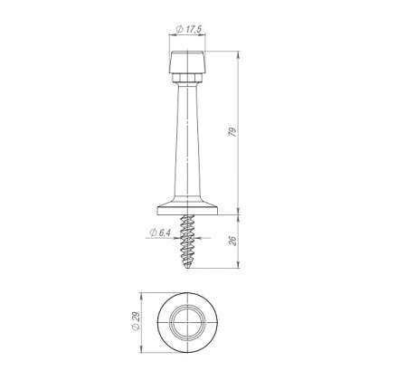 Упор дверной настенный DS-15 AB бронза